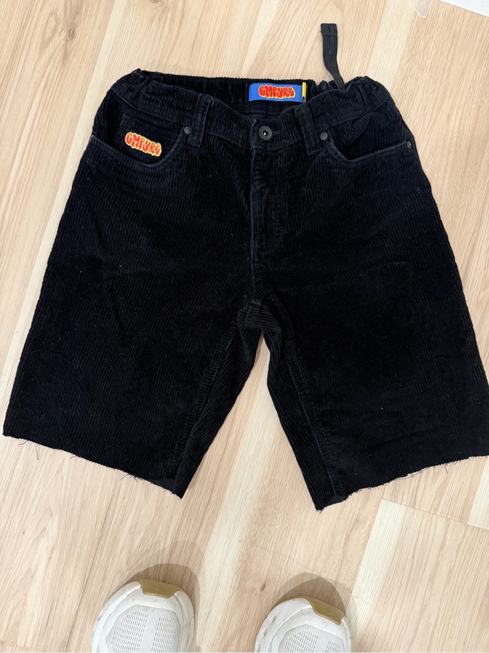 Empyre Black Corduroy boys Shorts with Logo Patch